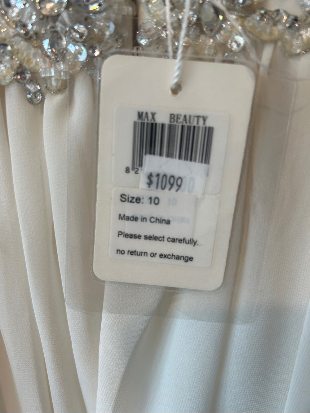 Elegant Ivory Beaded Empire-Waist Evening Dress size ten nwt retails for 1099.00 - Picture 6 of 7
